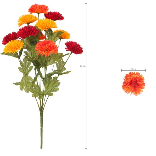 18.5" Orange & Red Ball Mum Bush by Ashland®